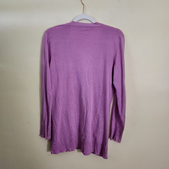 Lauren Ralph Lauren Lavender Long Line Lightweight Cardigan Sweater Size S - Picture 2 of 5
